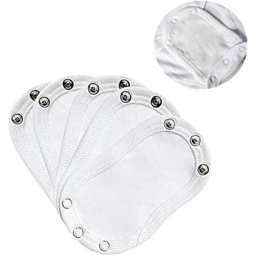 PPX 5Pcs Baby Bodysuit Extender Onesie Extenders Universal Jumpsuit Extend Body Extender Push Button Baby - White