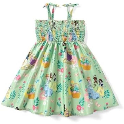 Disney Princess Frozen Elsa Minnie Stitch Toddler Girl Dress Bow Tie Straps Smocked Summer Outfit Birthday Party Clothes 2-9Y