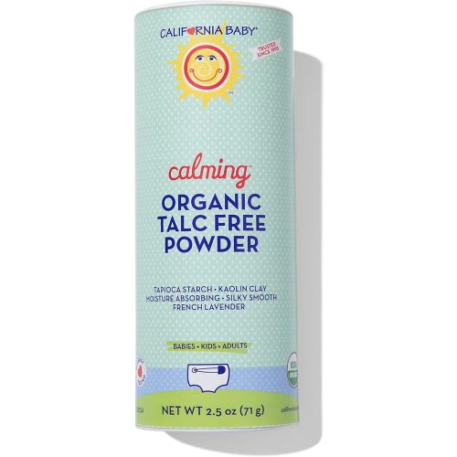 California Baby Powder | Certified Organic Baby Powder Talc-Free | Absorbs Moisture + Anti-Chafing | Lavender Baby Powder Travel Size | 2.5oz / 71g