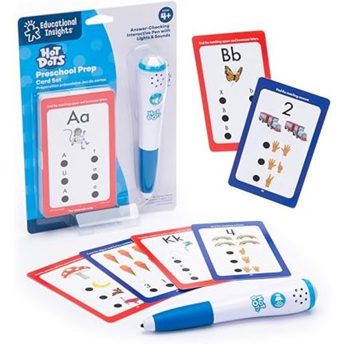 Educational Insights Hot Dots® Preschool Prep Set – Toddler ABC Flash Cards with Interactive Pen, Preschool Learning Activities, Reading & Math Workbooks, Learn to Read for Kids Ages 4+