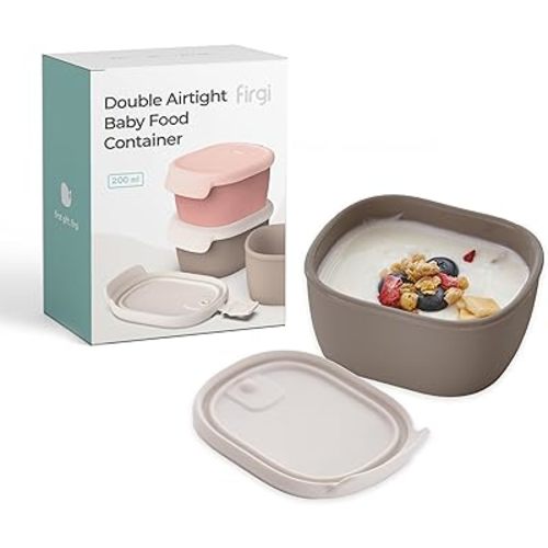 Silicone Baby Food Storage Containers with Airtight Lid, BPA-Free Leak-Proof Baby Food Jars, Microwave & Dishwasher Safe Reusable Snack Containers with Lids for Baby Led Weaning, Taupe Brown