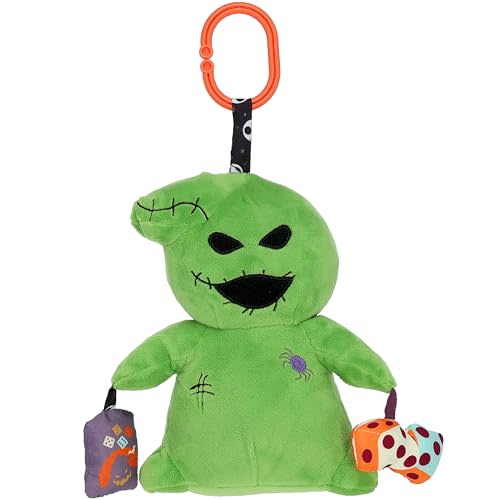 KIDS PREFERRED Disney Baby Nightmare Before Christmas Oogie Boogie On The Go Activity Toy with Teether, On The Go Clip, Bell Chime, and Pull Through Arms