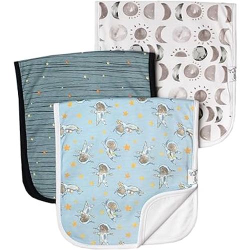 Copper Pearl Premium Baby Burp Cloths - 3-Pack Large Cotton Burp Cloths, Extra Soft Spit Up Rags with 3 Absorbent Layers, Perfect for Baby Boy and Baby Girl Gifts (21" x 10" Size, Neil Set)