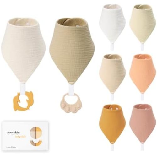 8-Pack Muslin Baby Bibs for Drooling and Teething