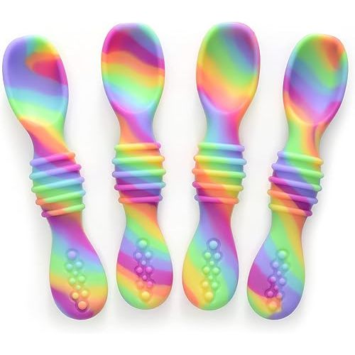 PrimaStella Silicone Chew Spoon Set for Babies and Toddlers - Safety Tested - BPA Free - Microwave, Dishwasher and Freezer Safe