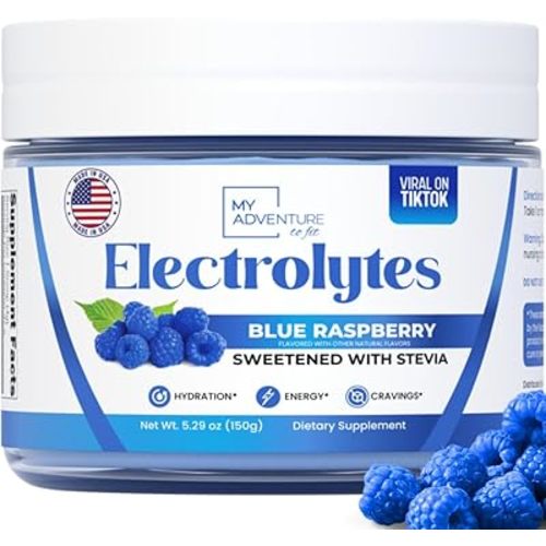 Zero Sugar - Blue Raspberry Electrolytes Powder - Refreshing Hydration - Caffeine Free Energy - All Natural Ingredients - Vegan, Keto and Paleo - Sugar Free Electrolyte Powder Drink Mix - 37 Servings
