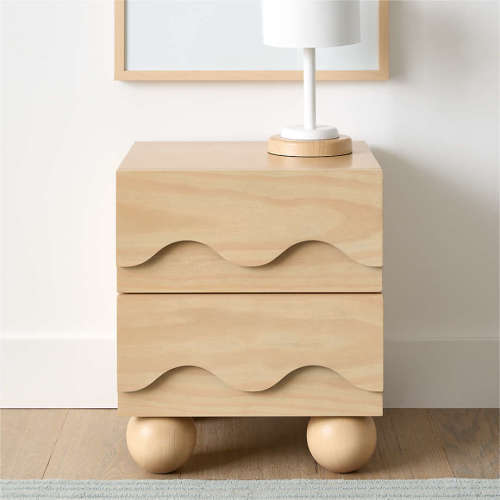 Babyletto 20" Lido Wave Blonde Wood 2-Drawer Kids Nightstand