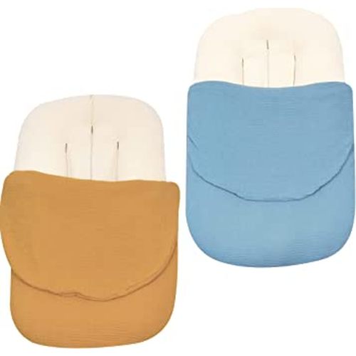 2 Pack Baby Lounger Cover for Newborn, Organic Cotton Muslin Lounger Pillow Case for Babies, Snug Fitted Removable Slipcover, Babynest Cover for Boys & Girls (Orange & Blue)