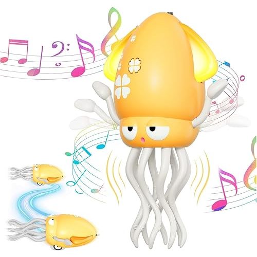 Dancing Squid Baby Toy, Dancing Octopus Tummy Time Toys for Toddlers, Infant Crawling Walking Baby Toys with Music & Light for 3-6 6-12 12-18 Kids boys 1st Birthday Gifts Christmas Stocking Stuffers