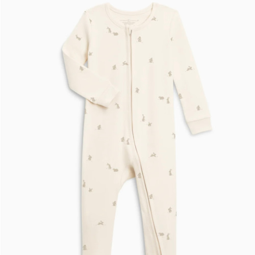 Peyton Zipper Sleeper | Bunny / Oat + Clay