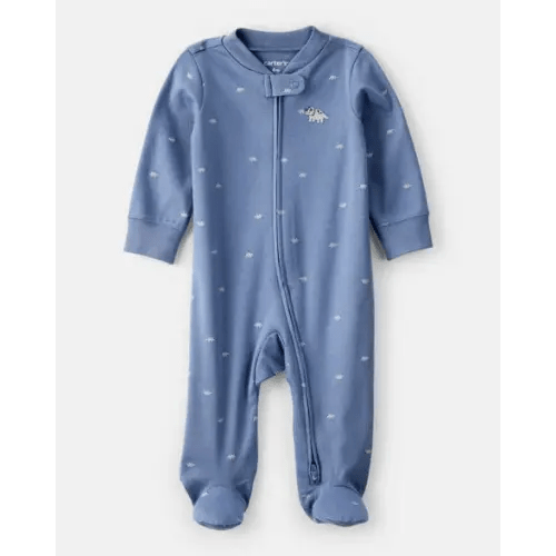 Dino Print 100% Cotton Long-Sleeve Sleep & Play Pajamas 3M/6M/9M