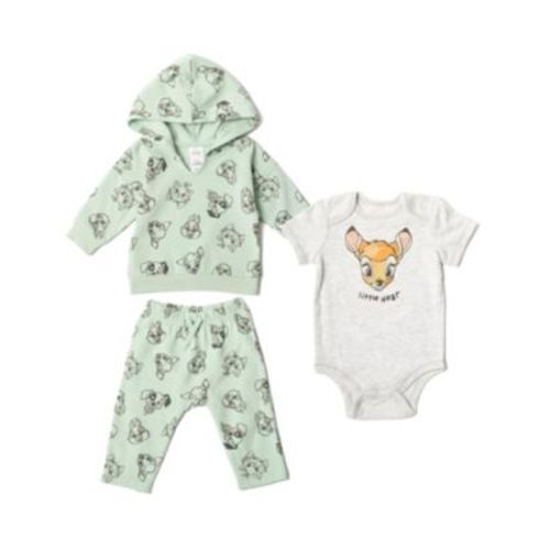 Baby Boys Fleece Pullover Hoodie, Bodysuit and Pants 3 Piece Outfit Set