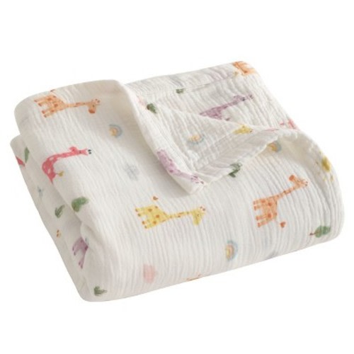 4-Layer Muslin Cotton Toddler Blanket, Soft & Skin-Friendly Swaddle Blanket for Nursery & Crib - NTBAY