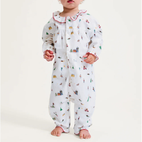 Baby's Twill Madeline Romper in Holiday Town