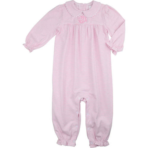 Pink Knit Striped Long Bubble | 3 Month