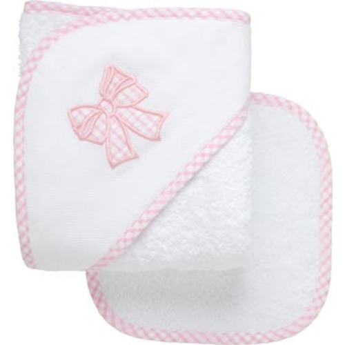 Pretty in Pink Applique Hooded Towel & Washcloth Set