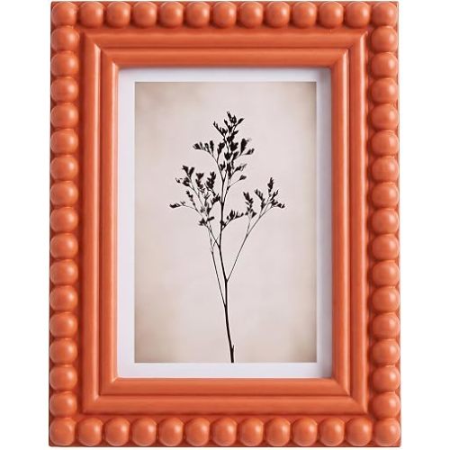 1 Pack 5 x 7 Picture Frame, Wood Beaded Boho Photo Frame, Vintage Photo Display, Wall Hanging Desk Standing Decor, Birthday Anniversary for Family, Couple, Friends (Orange)