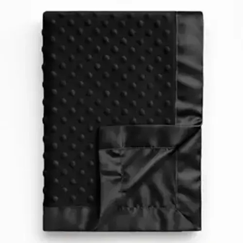 Pro Goleem Baby Soft Minky Dot Blanket with Satin Backing Baby Gifts for Boys and Girls (Black, 30’’ x 40’’)