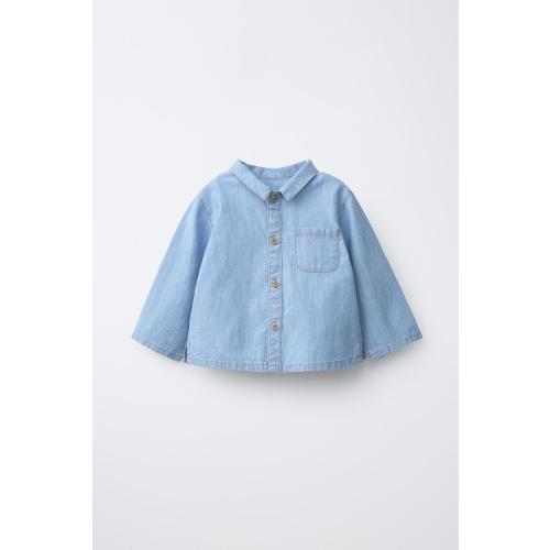 DENIM SHIRT - Mid-blue | ZARA United States