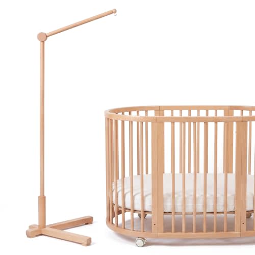 let's make Wooden Baby Mobile Stand for Crib - Floor Standing Arm Holder, Freestanding Bassinet Hanger, Nursery Decor Bracket for Boys and Girls
