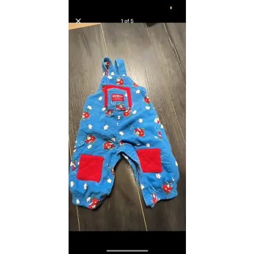 Oshkosh Vintage Made in USA America Pilot Airplane Bunny Blue Overalls Size 3-6 Months