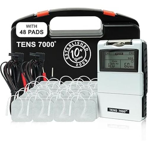 TENS 7000 Digital TENS Unit with Accessories and 48 Electrode Pads - TENS Unit Muscle Stimulator for Back Pain Relief, General Pain Relief, Neck Pain, Sciatica Pain Relief, Nerve Pain Relief