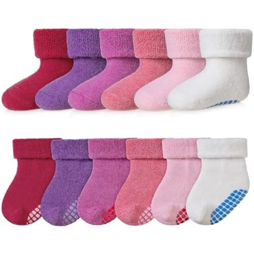 Baby Wool Floor Socks Soft Winter Warm Thick Non slip Toddler Boys Girls Crew Neck Socks 6 pairs