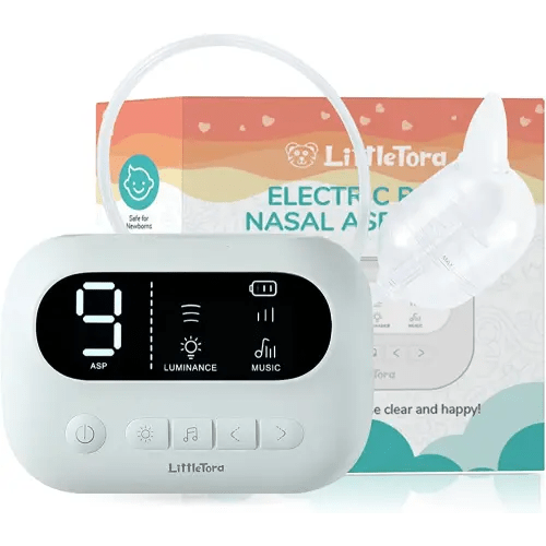 LittleTora Pro Baby Nasal Aspirator - Hospital Grade Suction with Built-in Music & Night Light - Rechargeable Nose Booger Sucker for Infants Babies Kids Toddlers - Snot Removal