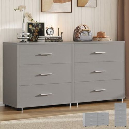 Aheaplus Closet Storage Cabinet 2 Set with 6 Drawers, Night Stand with Storage, 6-Drawers Dressers