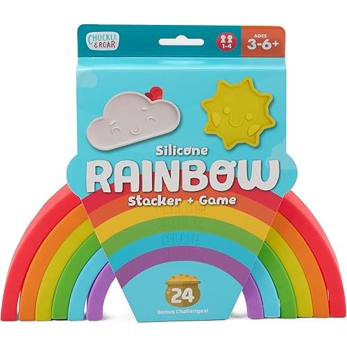 Chuckle & Roar - Rainbow Stacker - Tactile Learning - Stacking Toy - Preschool Fun - Silicone Toy