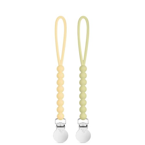 Ryan & Rose Cutie Clip 2 Pack - Pacifier Clip Holder Silicone (Judy-Buttercream/Judy-Lemongrass)