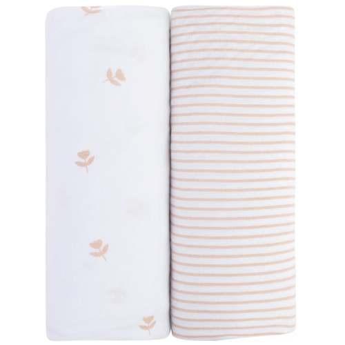 Mauve Changing Pad Cover | Cradle Sheet Set – mauve tulip & stripes - Ely's & Co.