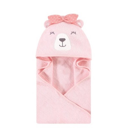 Hudson Baby Infant Girl Cotton Animal Face Hooded Towel, Bear Girl, One Size