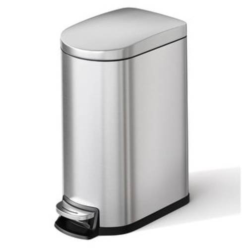 2.6 Gallon Stainless Steel Slim Trash Can, Step-on Garbage Bin for Narrow Space, Kitchen, Bathroom, Office
