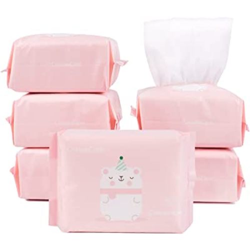 Baby Dry Wipe,100% Cotton,dry wipe cotton tissues,baby sensitive skin,taking care of baby skin,7.9 x 4.7 in 6-Pack (600 Count)