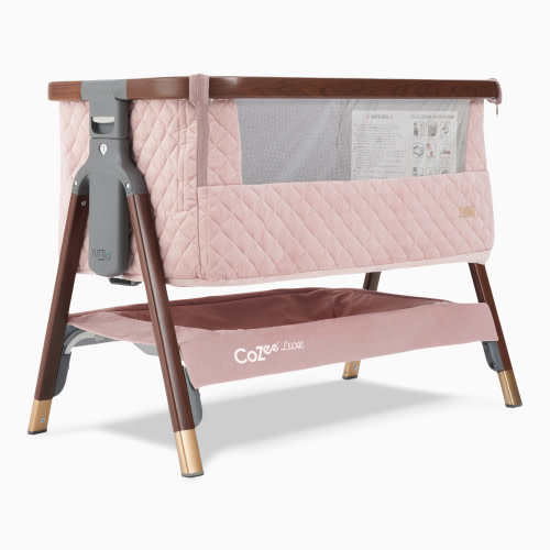 Tutti Bambini CoZee Luxe Bedside Crib - Walnut/Blush Pink