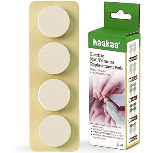 haakaa Electric Nail Trimmer Replacement Pads Baby Nail Trimmer Heads Compatible with All haakaa Nail Trimmers, Suitable for 0-3 Months, Oatmeal