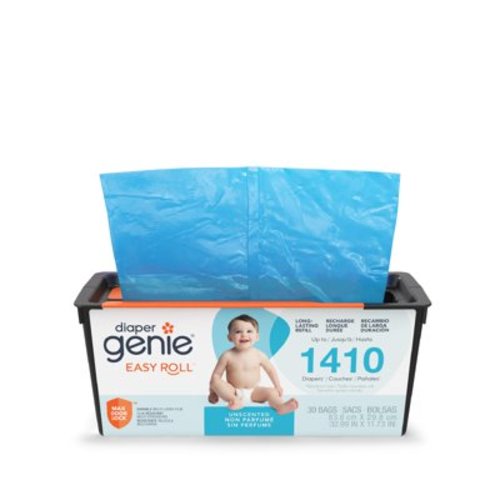 Diaper Genie Diaper Pail Easy Roll Refill with 30 Bags, Holds up to 1410 Newborn Diapers