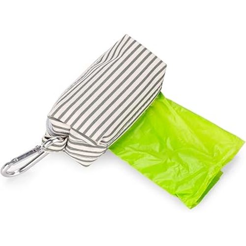 Diaper Bag Dispenser with 80 Disposable Unscented Waste Bags (4 Refill Rolls) for Baby and Toddler Poop or Dirty Clothes (Stripe)
