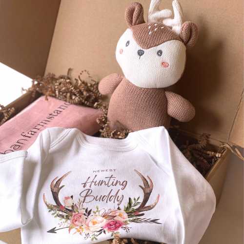 Baby Hunting Gift for Newborn Deer Onesie Hunting Buddy Outdoor Clothing for Infant Wildlife Gift Mom Hunting Country Clothing Newborns