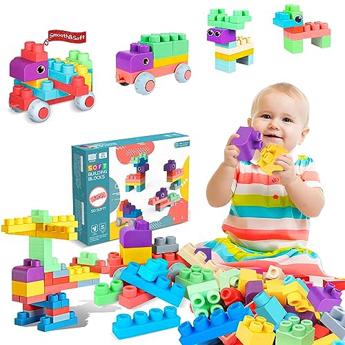Soft Building Blocks for Children 18 Months and Up, 20PCS Stacking Blocks Set BPA Free, Large Colorful Soft Blocks, Creative STEM Building Play Gift
