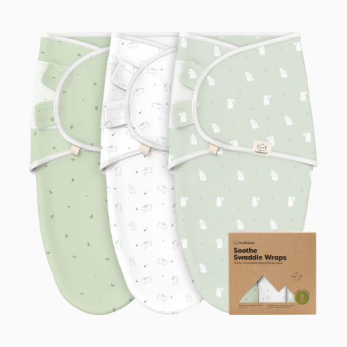 KeaBabies Soothe Swaddle Wraps (3 Pack) - Bunnies, One Size, 3