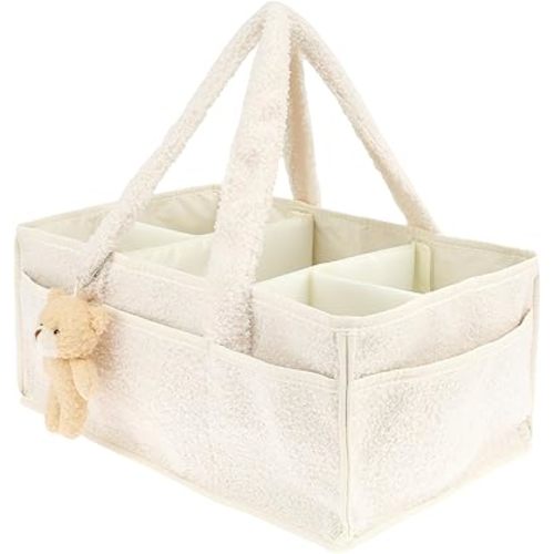 US Baby Diaper Caddy with Removable Dividers Portable Diaper Caddy Organizer Practical Diaper Organizer Multifunctional Baby Storage Basket for Changing Table(Beige)