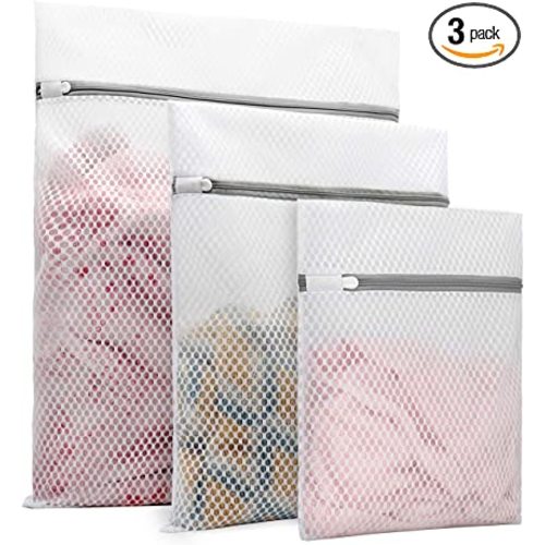 Muchfun 3Pcs Durable Honeycomb Mesh Laundry Bags for Delicates (1Large, 1Medium, 1Small)