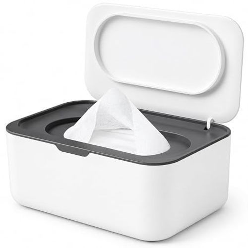 Wipes Dispenser, Wipe Holder for Baby & Adult, Seposeve Refillable Baby Wipe Container, Keeps Wipes Clean. Non-Slip, Easy Pull Wipes Pouch Case, Grey