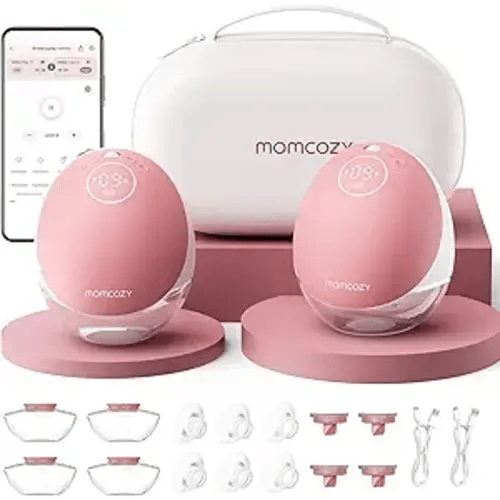 Momcozy Wearable Breast Pump, Hands Free Upgraded Mobile Flow | M9, App Discreet Control with Personalized Multi-Modes & 15 Levels, Wearable Breast Pump 24mm, 2 Pack Cozy Red