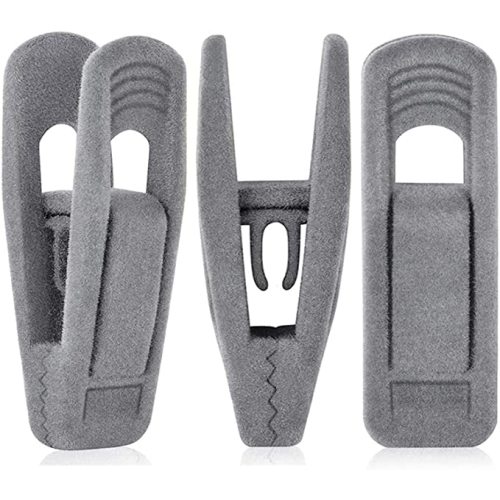 Grey Velvet Clips for Velvet Hangers - 20 PCS Gray Non Slip Velvet Hanger Clip, Pants Hanger Velvet Clips Fit for Slim Velvet Hangers, Clothes-pins for Grey Velvet Hangers