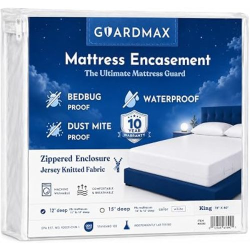 Guardmax King Mattress Protector Zippered, Bed Bug Mattress Cover