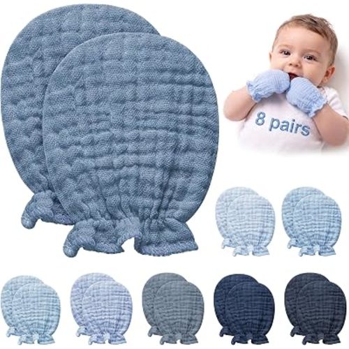 Pro Goleem Muslin Baby Mittens for Newborn, No-Scratch Soft Cotton Breathable 0-6 Months Gloves for Boys and Girls