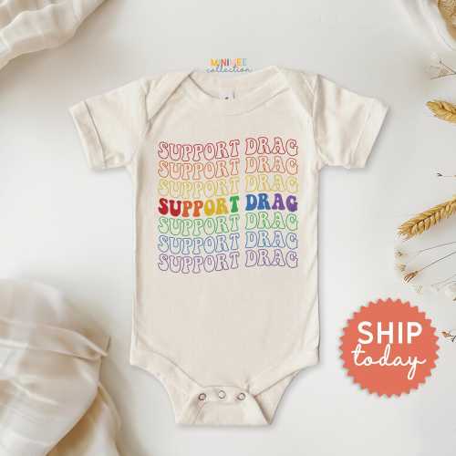 Support Drag Onesies® Brand, Pride Month Bodysuit, Inclusive Baby Clothes, LGBTQ+ Baby Shower Gift, (BC-PRI10)